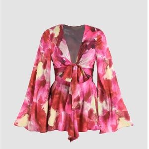 Tie dye bell sleeve romper